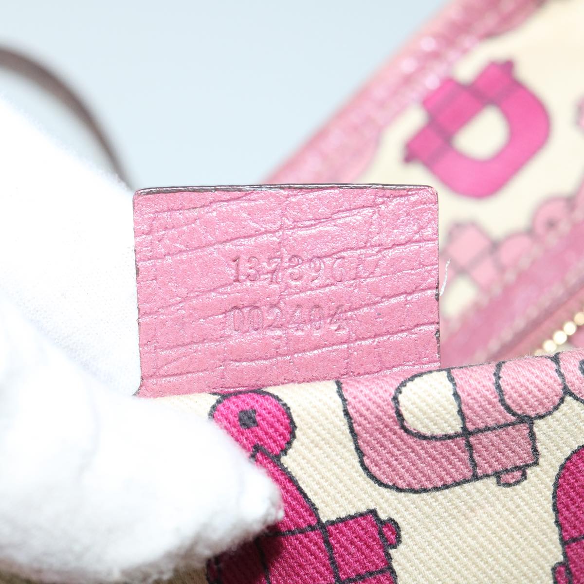 GUCCI GG Canvas Sherry Line Tote Bag Beige Pink 137396 60391