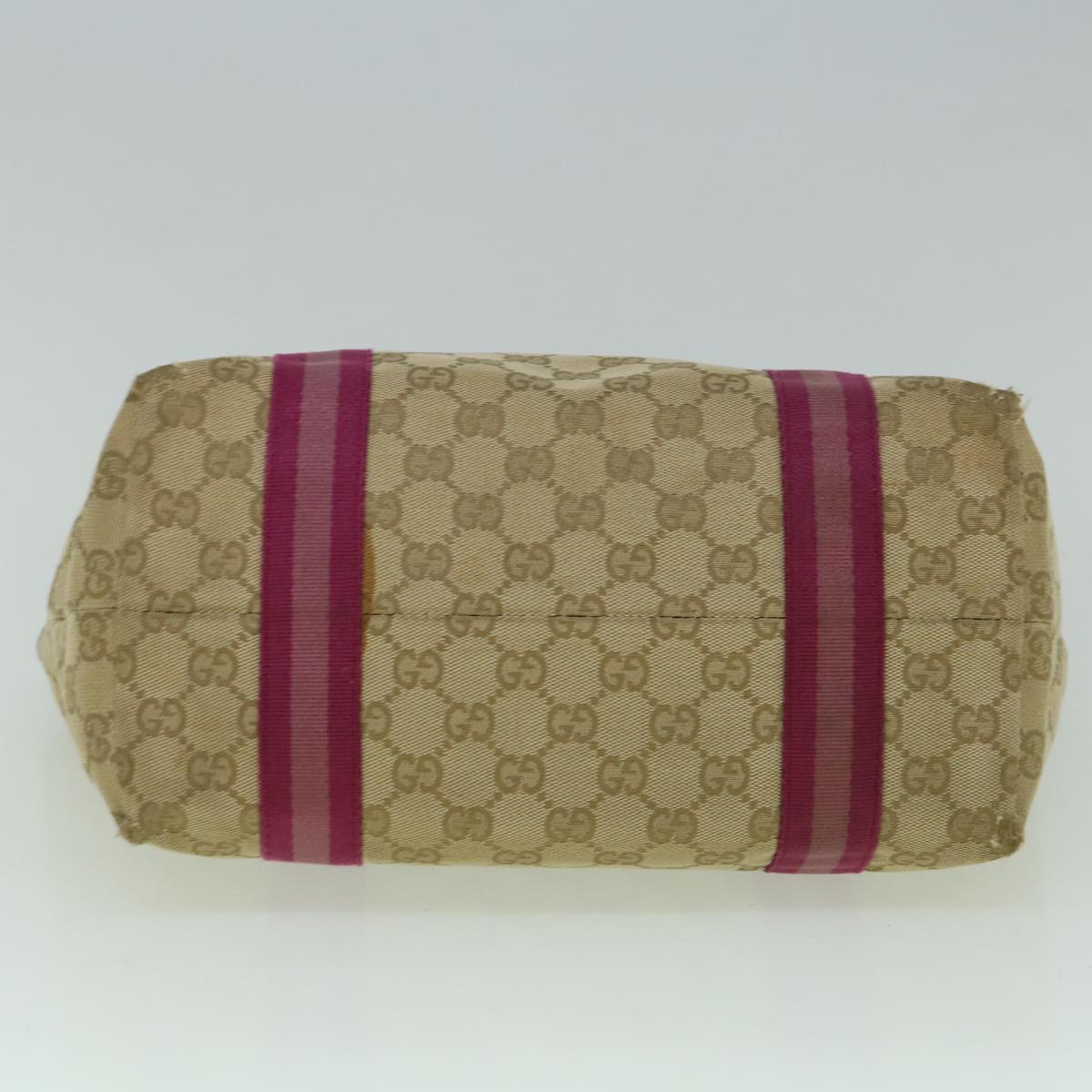 GUCCI GG Canvas Sherry Line Tote Bag Beige Pink 137396 60391