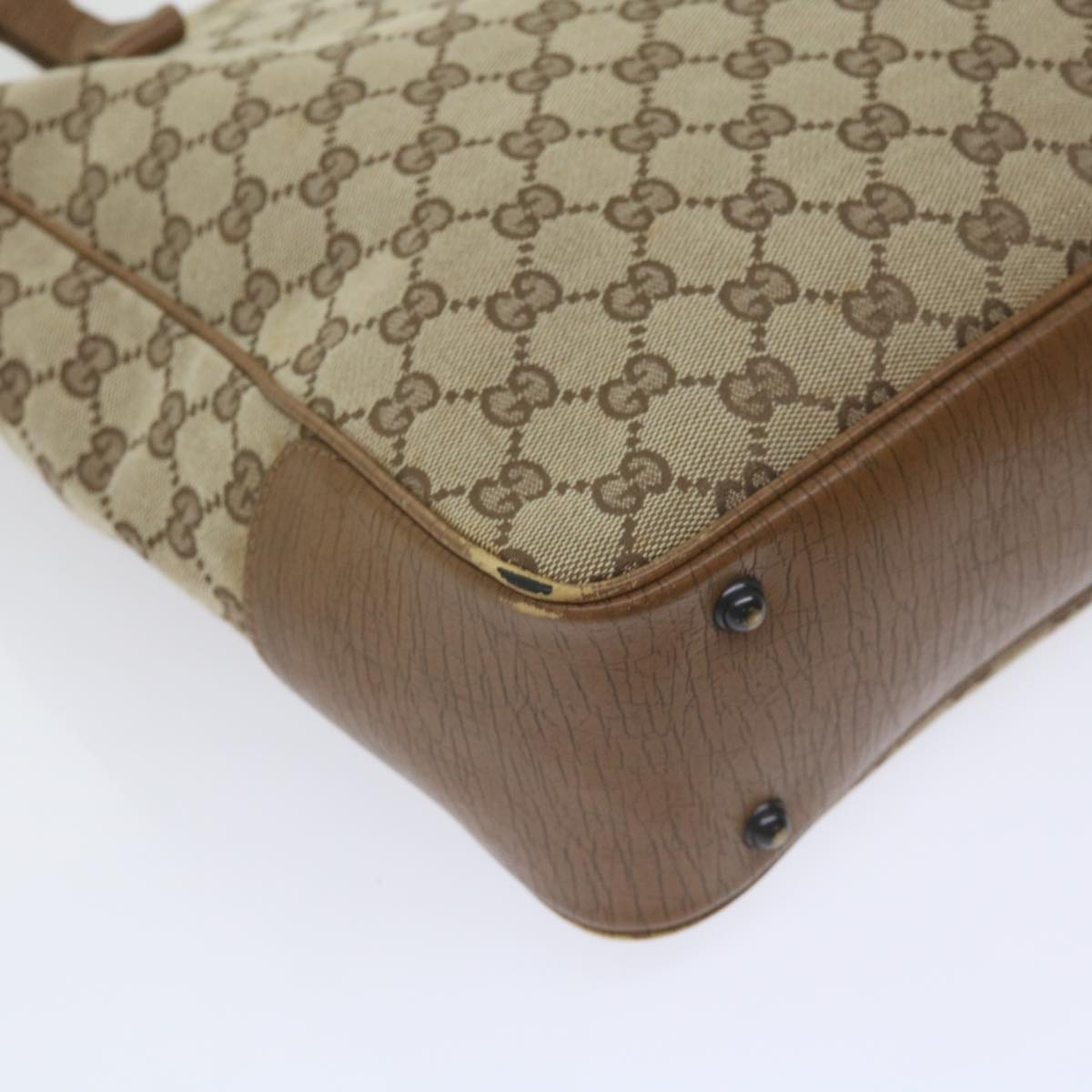 GUCCI GG Canvas Bamboo Tote Bag Beige 112530 60520