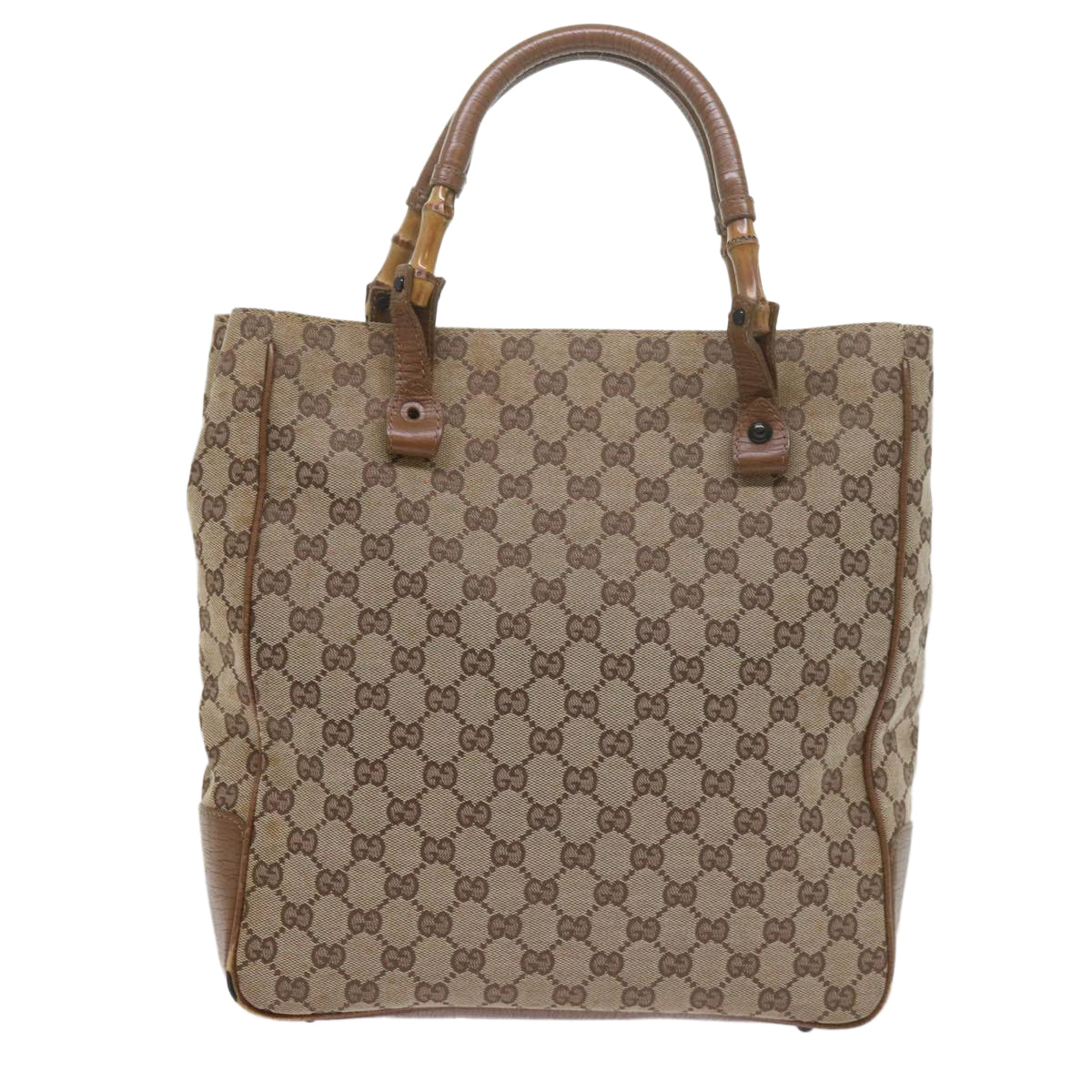 GUCCI GG Canvas Bamboo Tote Bag Beige 112530 60520
