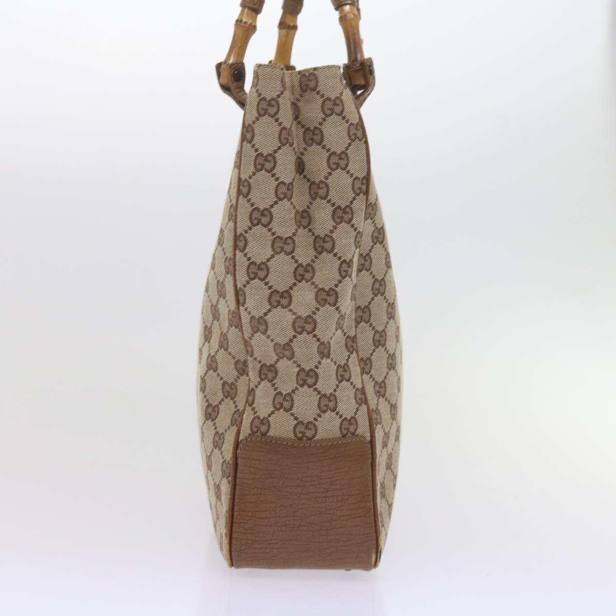 GUCCI GG Canvas Bamboo Tote Bag Beige 112530 60520