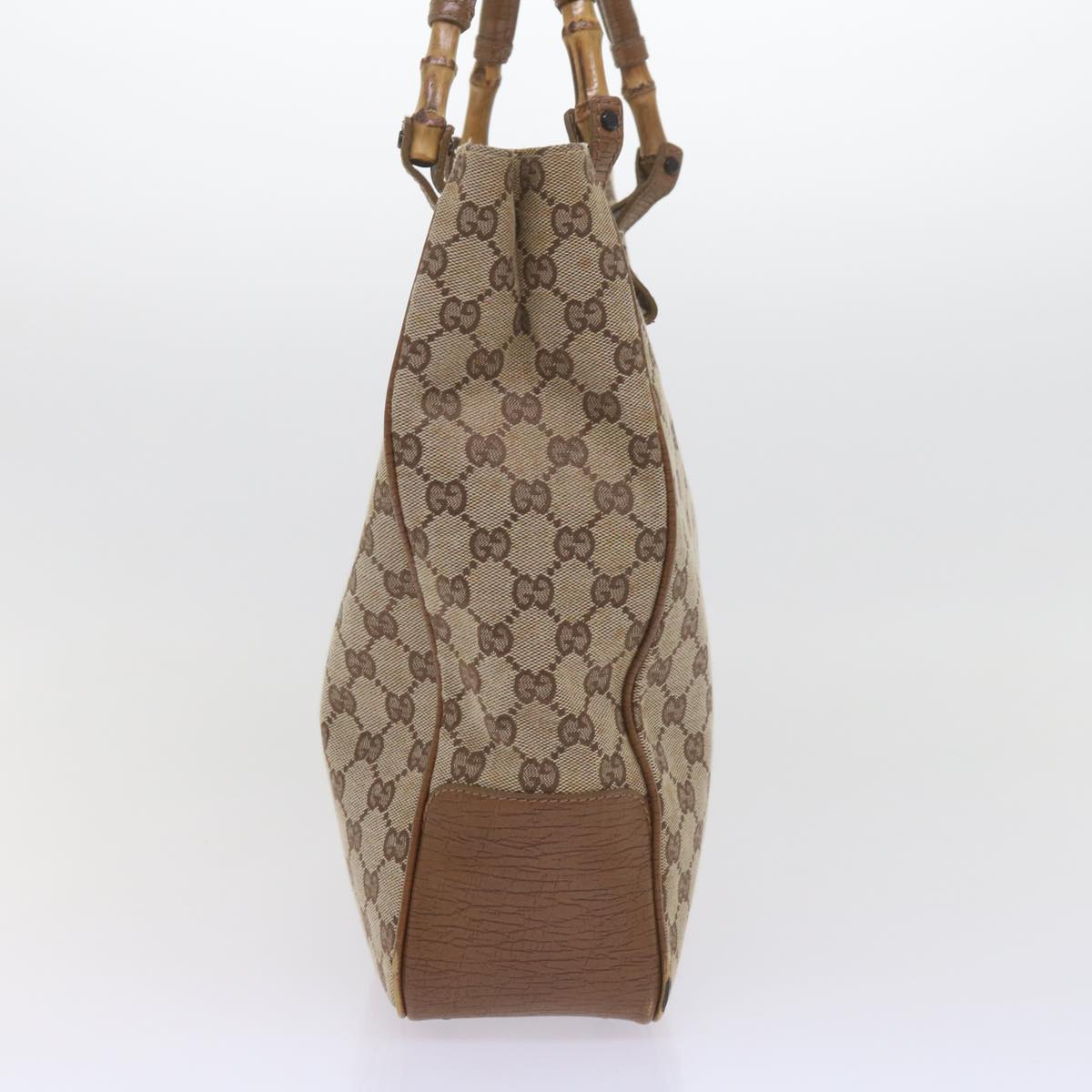 GUCCI GG Canvas Bamboo Tote Bag Beige 112530 60520