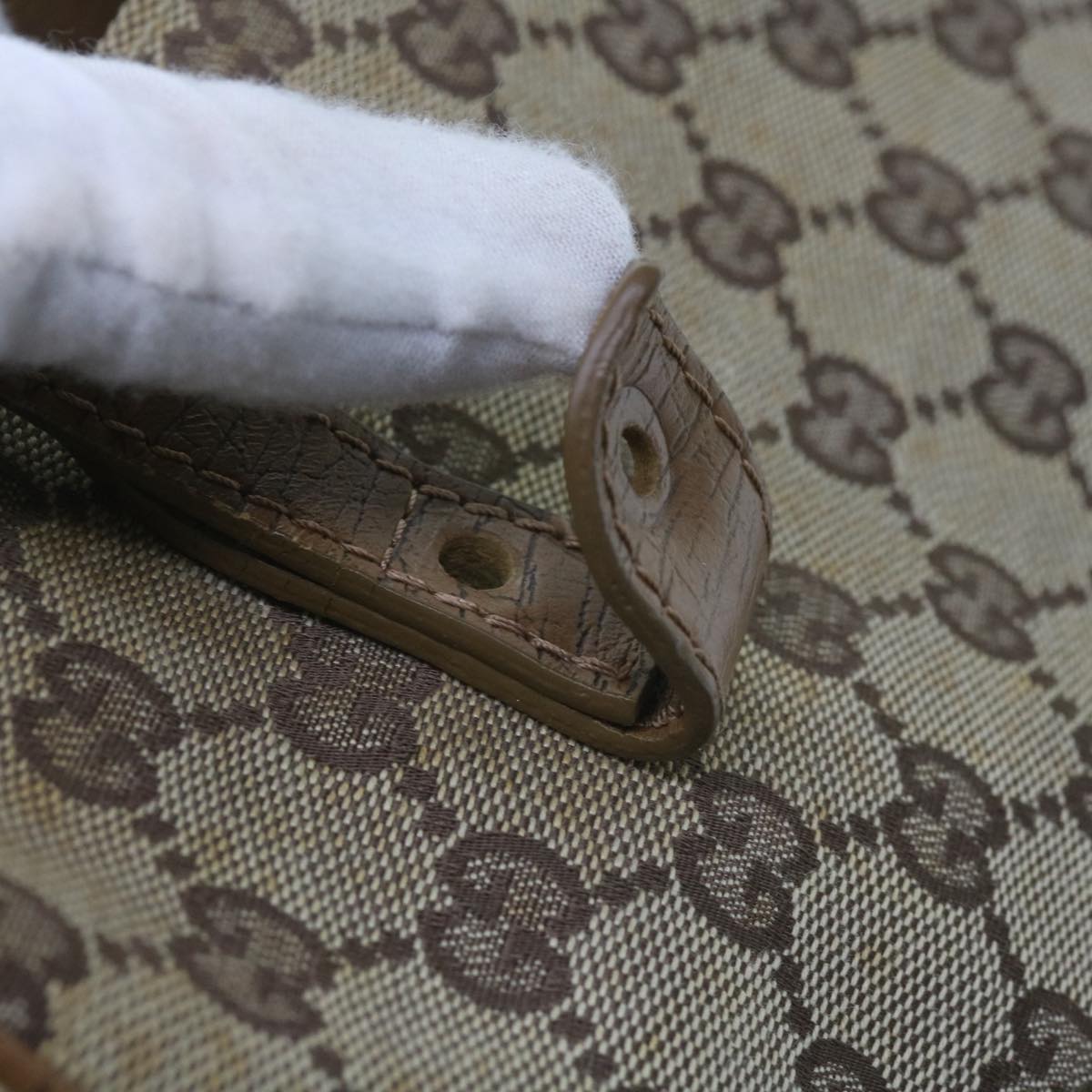 GUCCI GG Canvas Bamboo Tote Bag Beige 112530 60520