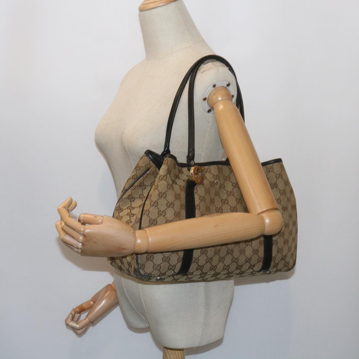 GUCCI GG Canvas Tote Bag Beige 232957 60522