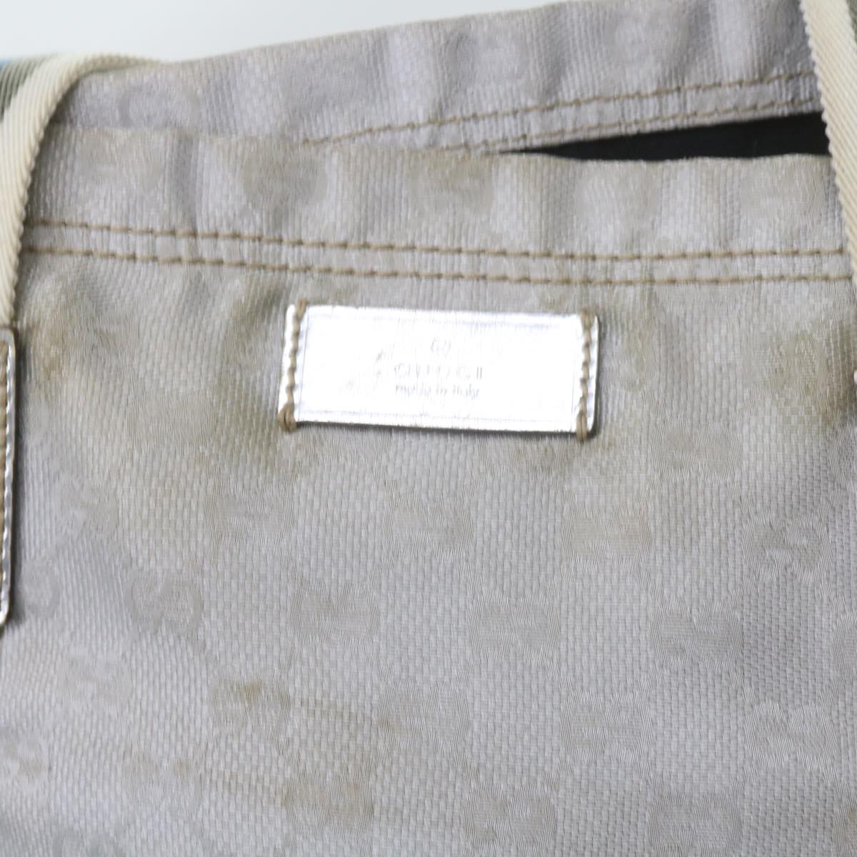 GUCCI GG Canvas Sherry Line Tote Bag Silver Blue Gray 189669 60525