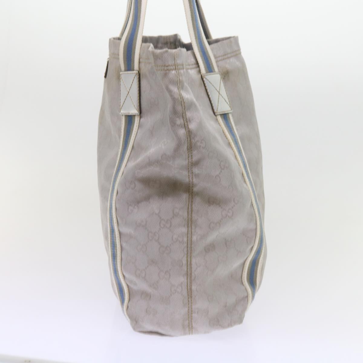 GUCCI GG Canvas Sherry Line Tote Bag Silver Blue Gray 189669 60525