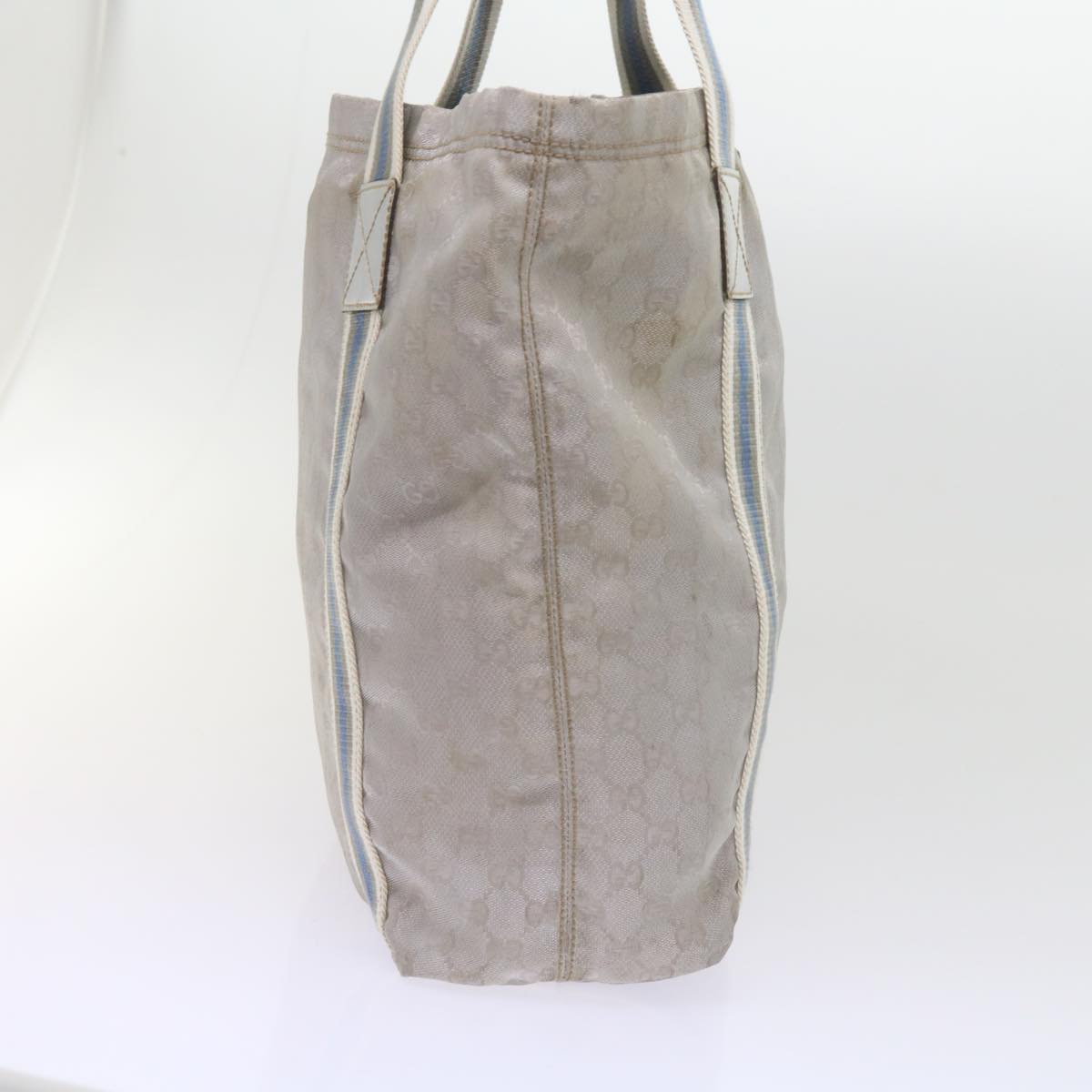 GUCCI GG Canvas Sherry Line Tote Bag Silver Blue Gray 189669 60525
