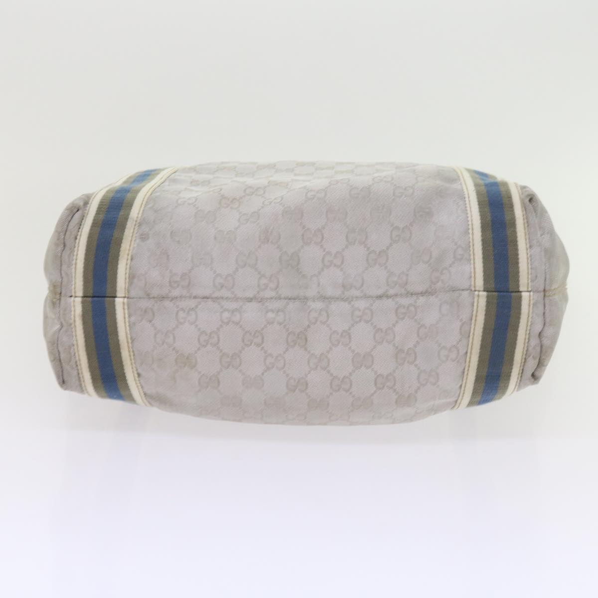 GUCCI GG Canvas Sherry Line Tote Bag Silver Blue Gray 189669 60525