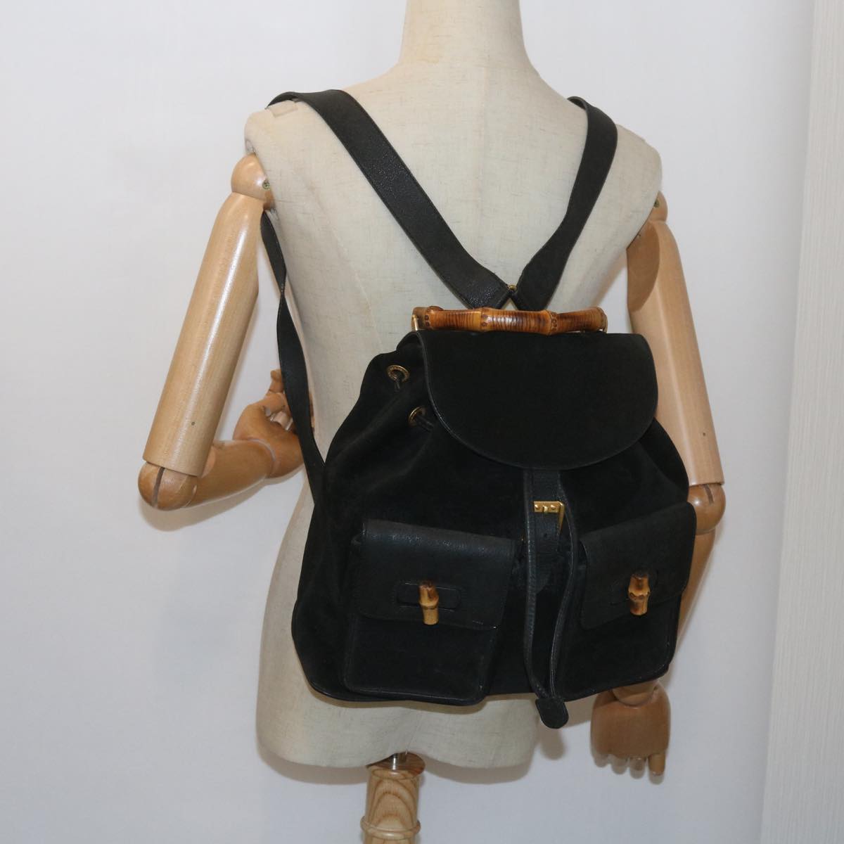 GUCCI Bamboo Backpack Suede Black 003 1119 0016 60693