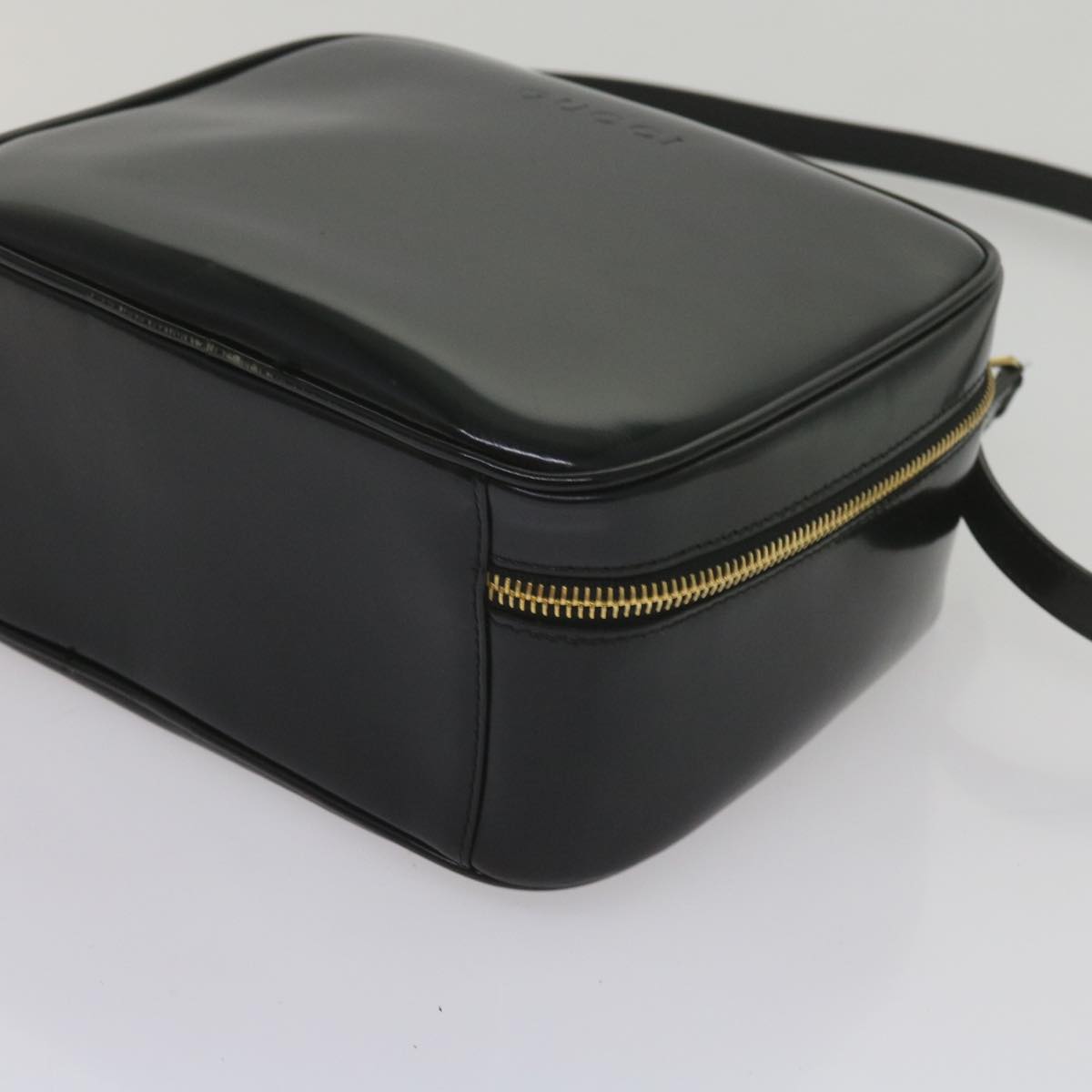 GUCCI Bamboo Vanity Cosmetic Pouch Patent leather Black 000 2040 0323 61015
