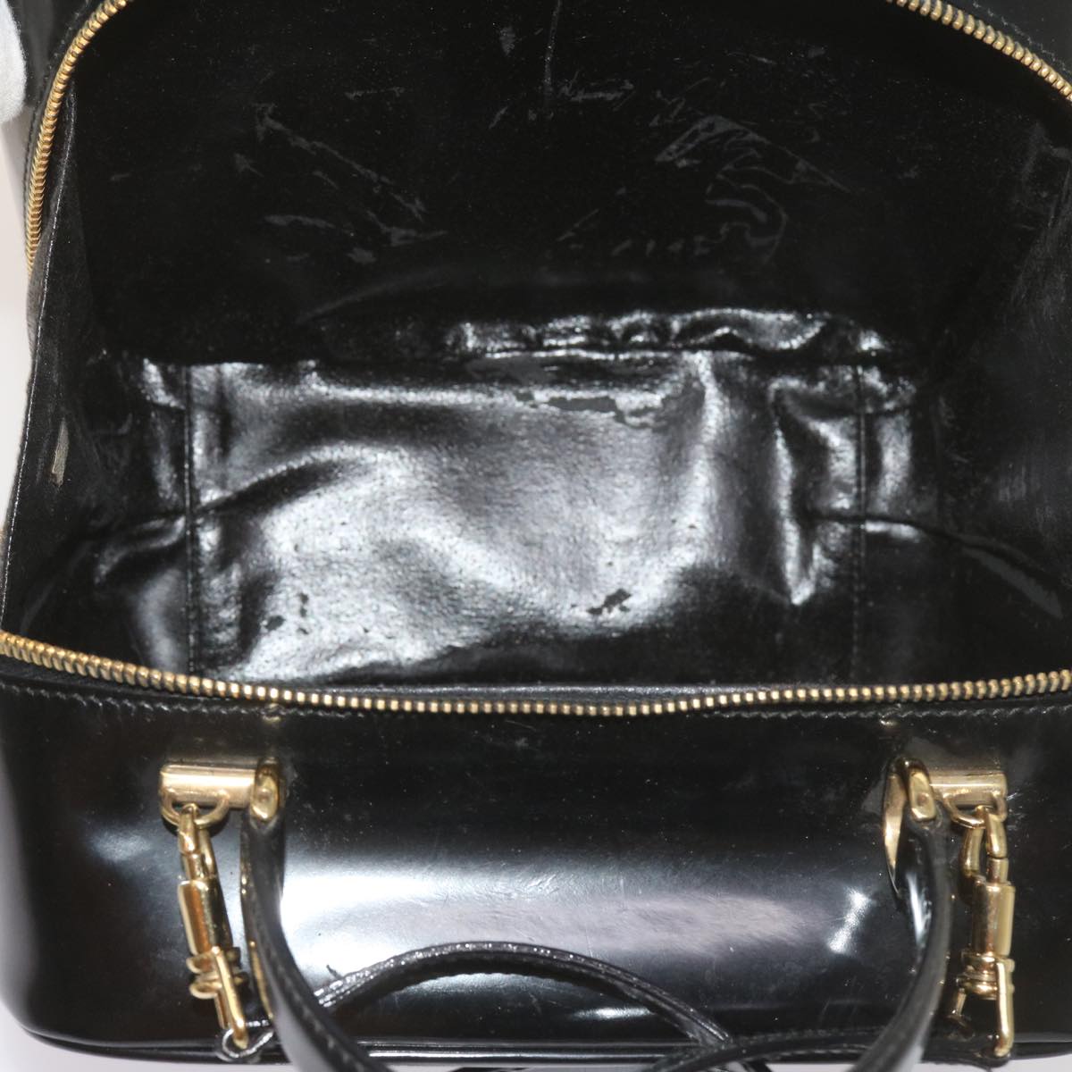GUCCI Bamboo Vanity Cosmetic Pouch Patent leather Black 000 2040 0323 61015