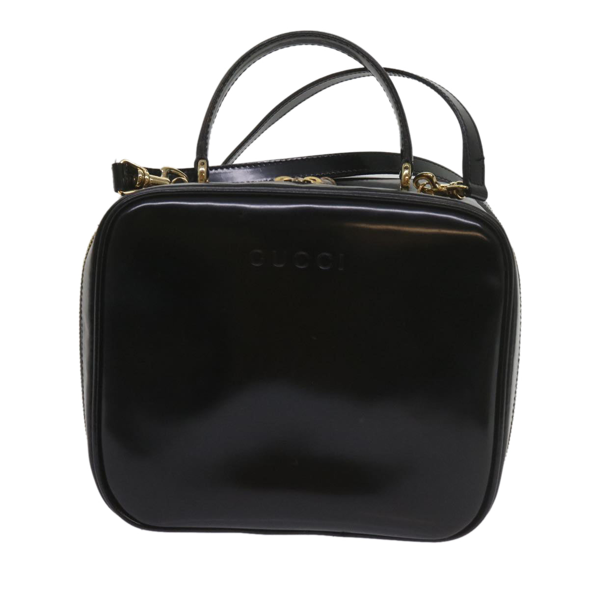 GUCCI Bamboo Vanity Cosmetic Pouch Patent leather Black 000 2040 0323 61015