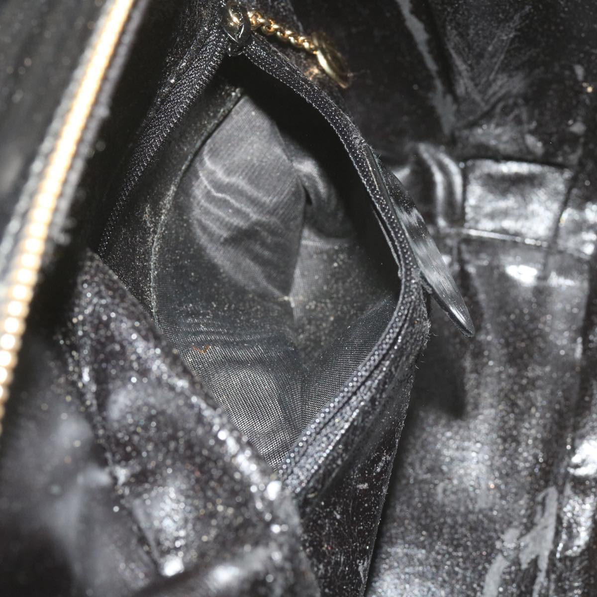 GUCCI Bamboo Vanity Cosmetic Pouch Patent leather Black 000 2040 0323 61015