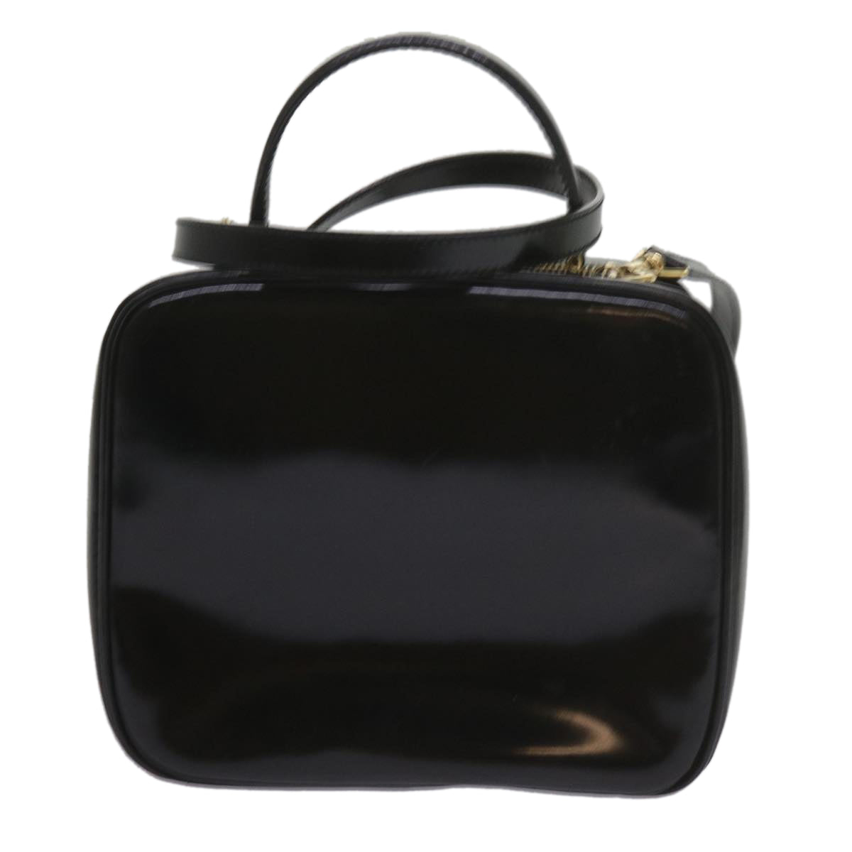 GUCCI Bamboo Vanity Cosmetic Pouch Patent leather Black 000 2040 0323 61015
