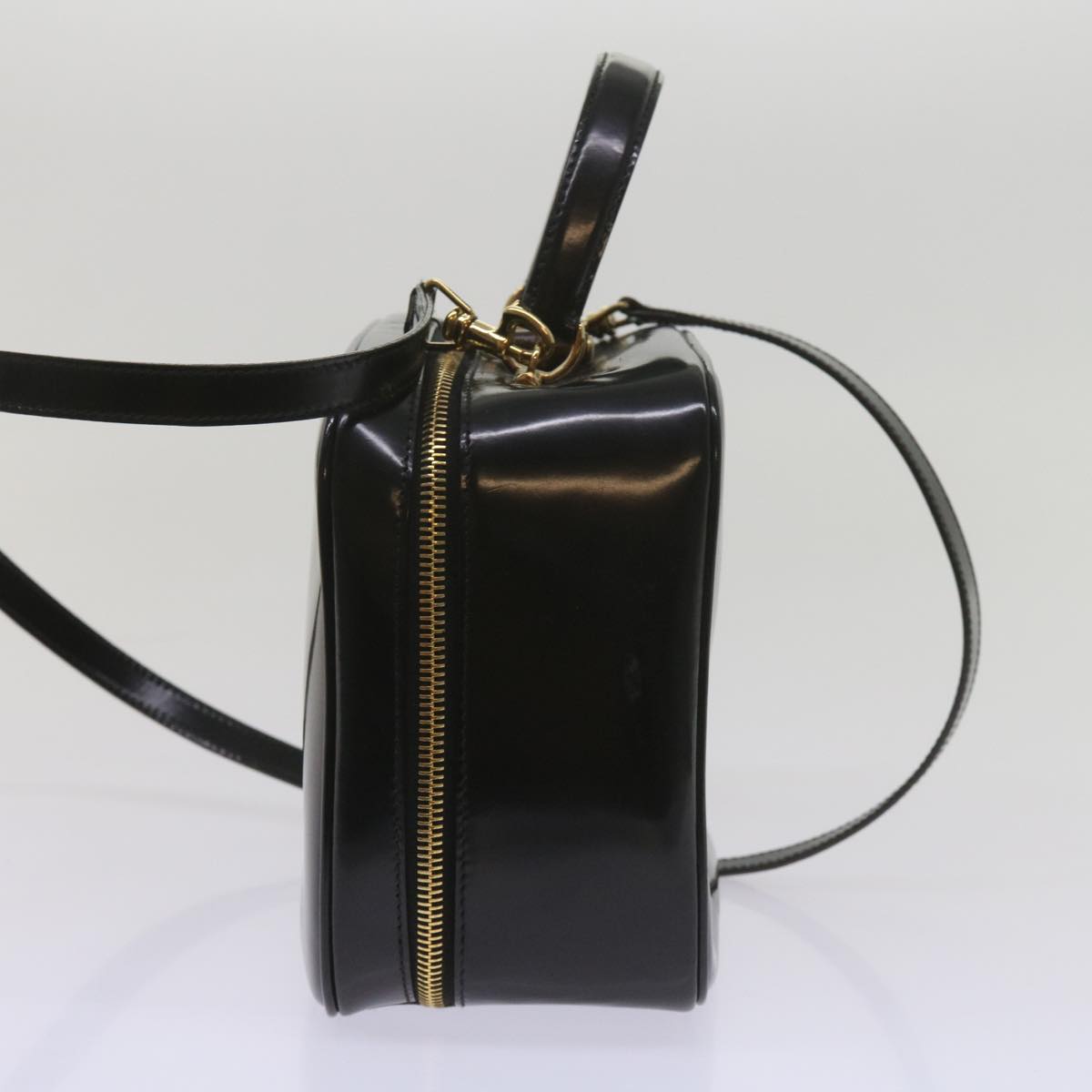 GUCCI Bamboo Vanity Cosmetic Pouch Patent leather Black 000 2040 0323 61015