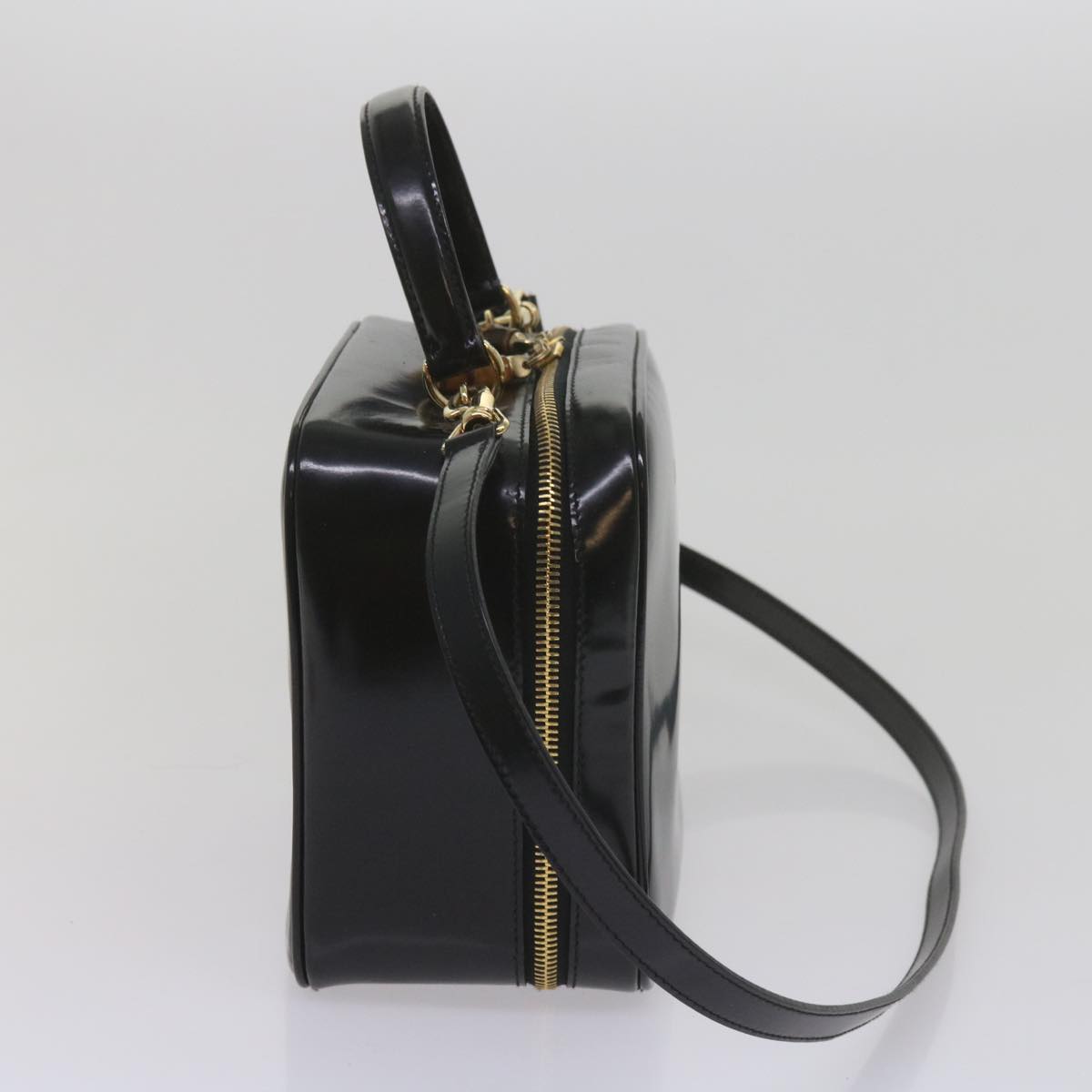 GUCCI Bamboo Vanity Cosmetic Pouch Patent leather Black 000 2040 0323 61015