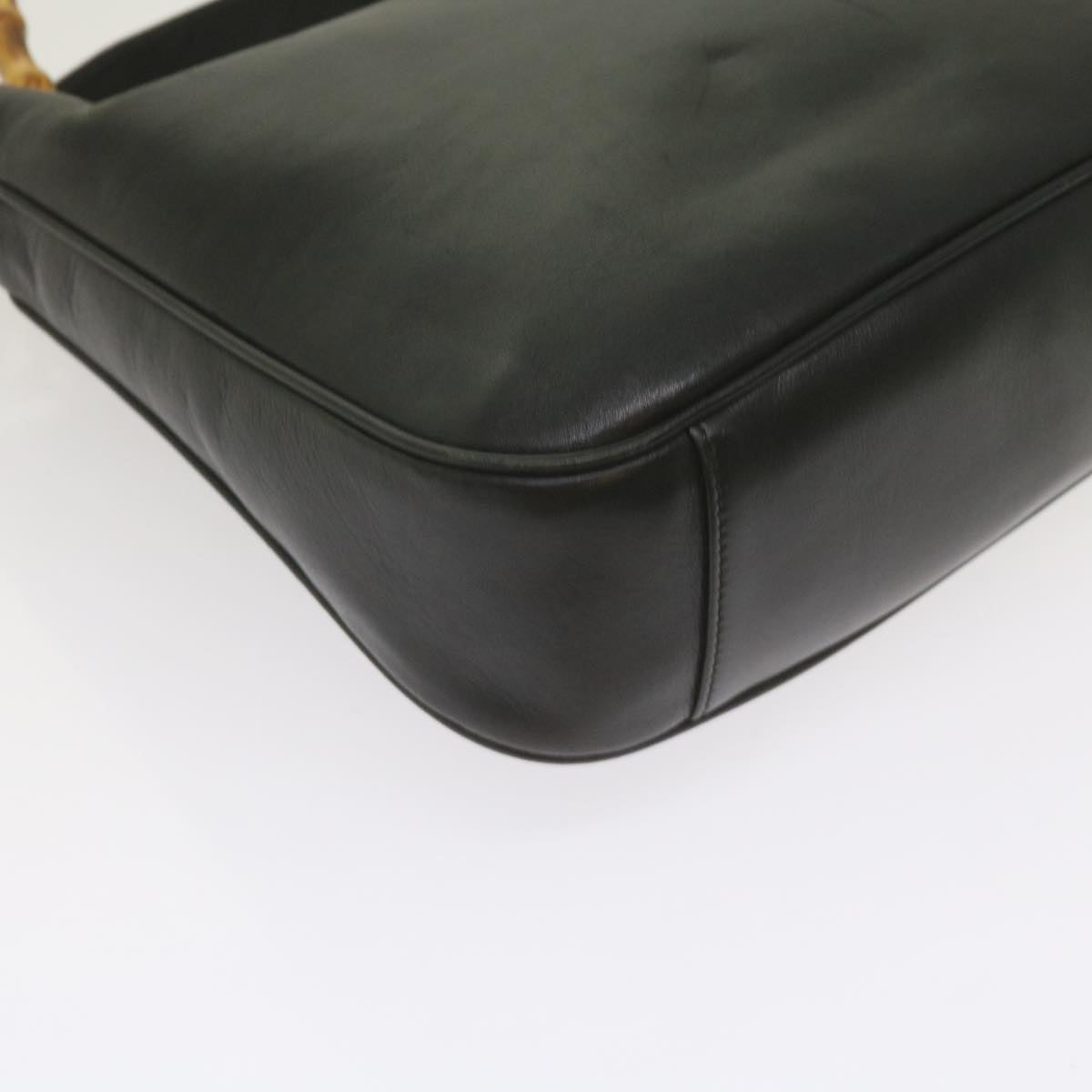 GUCCI Bamboo Shoulder Bag Leather Black 001 1638 61056