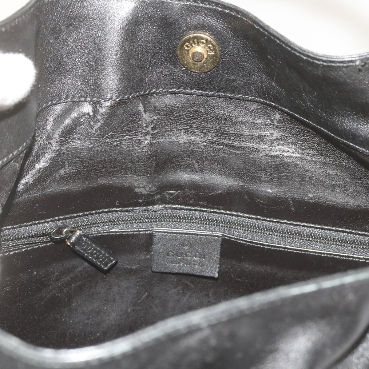 GUCCI Bamboo Shoulder Bag Leather Black 001 1638 61056