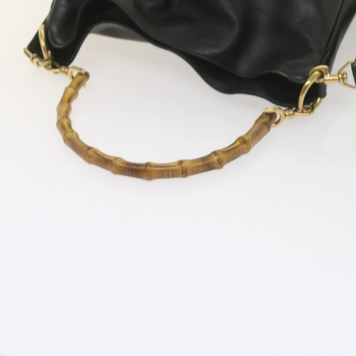 GUCCI Bamboo Shoulder Bag Leather Black 001 1638 61056
