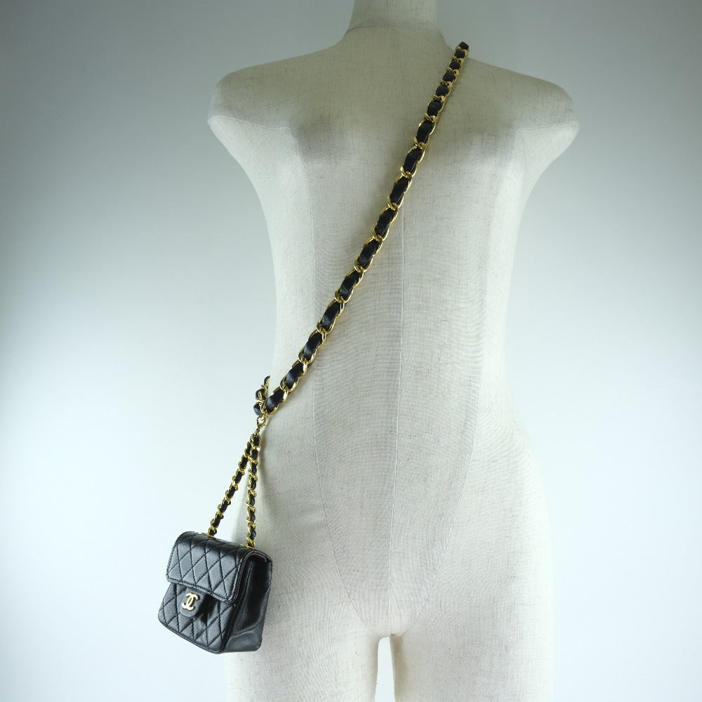 Chanel Quilted Leather Chain Pochette Leather Vanity Bag in New Condition