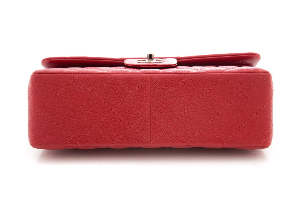 Chanel Red Jumbo Caviar Double Flap Handbag