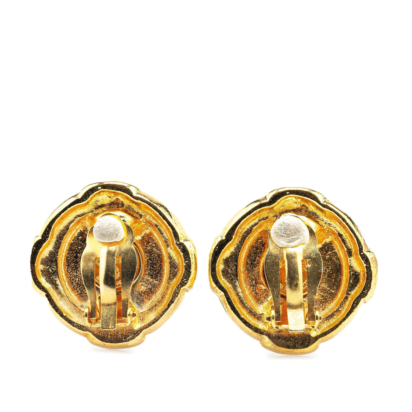 Gold Chanel Gold Plated CC Clip On Earrings