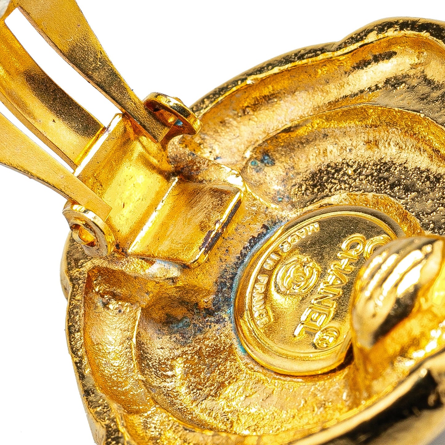 Gold Chanel Gold Plated CC Clip On Earrings