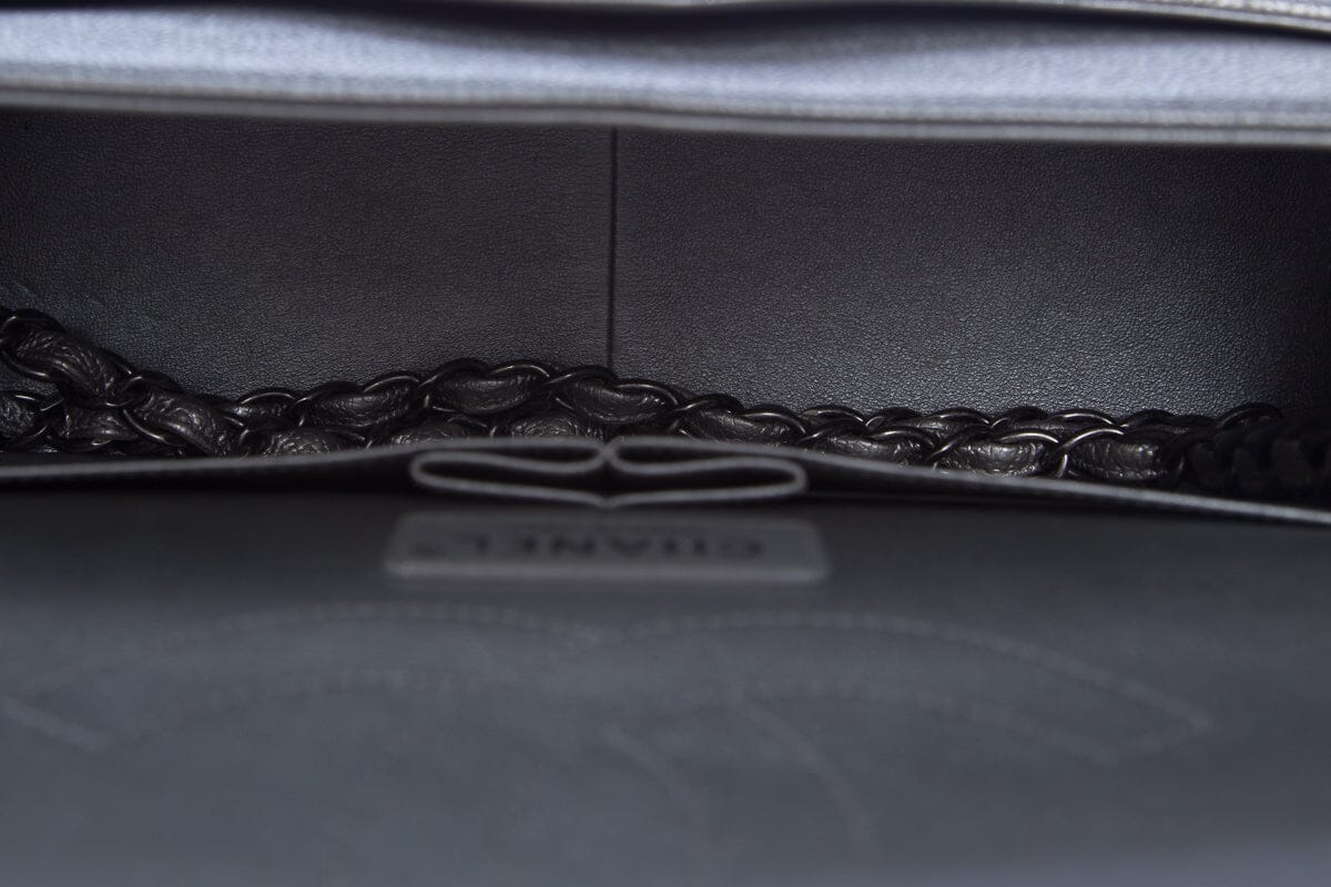 Chanel Silver Caviar Jumbo RHW Handbag