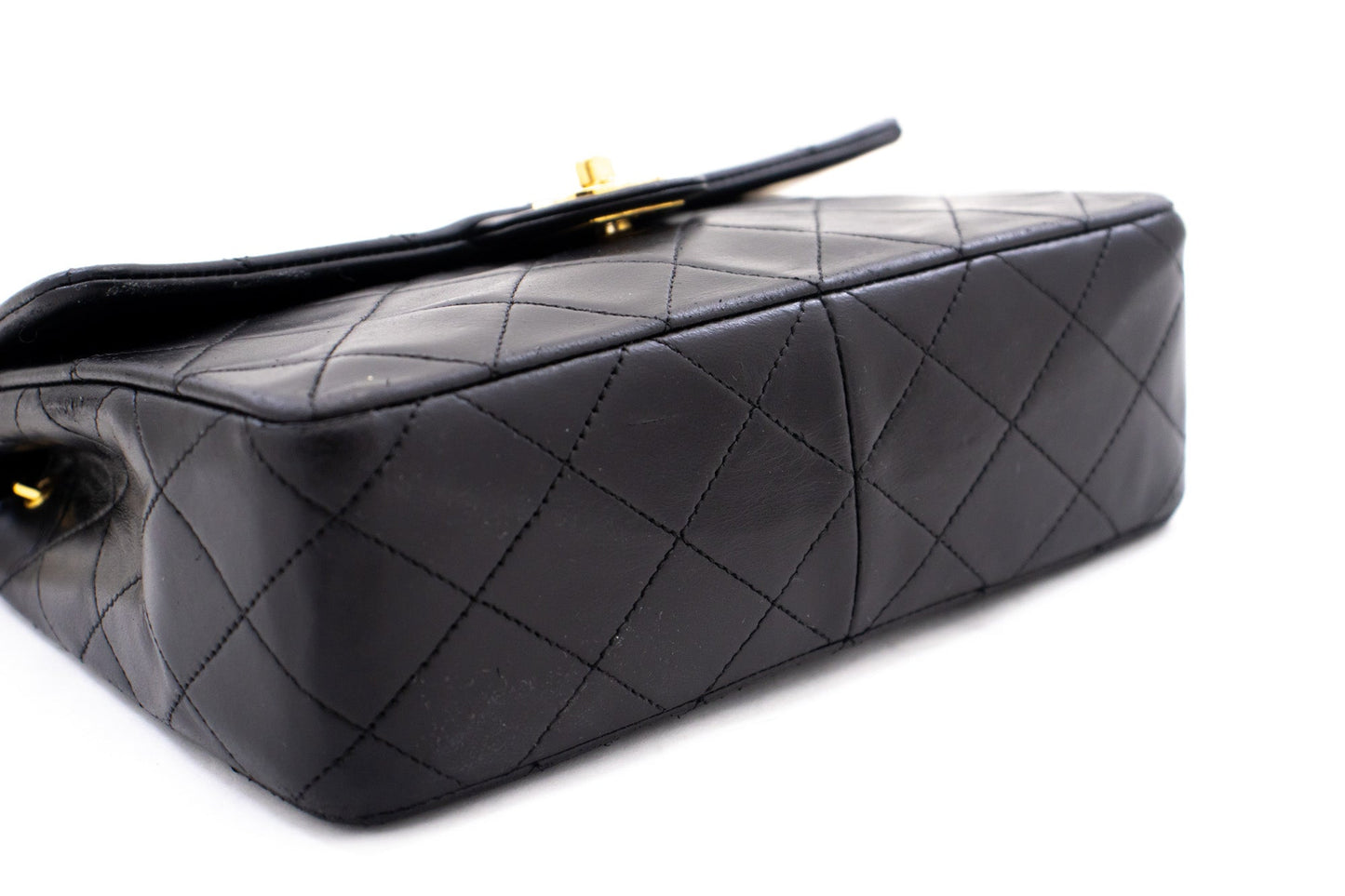 CHANEL Mini Square Small Chain Shoulder Bag Crossbody Black Quilt k85