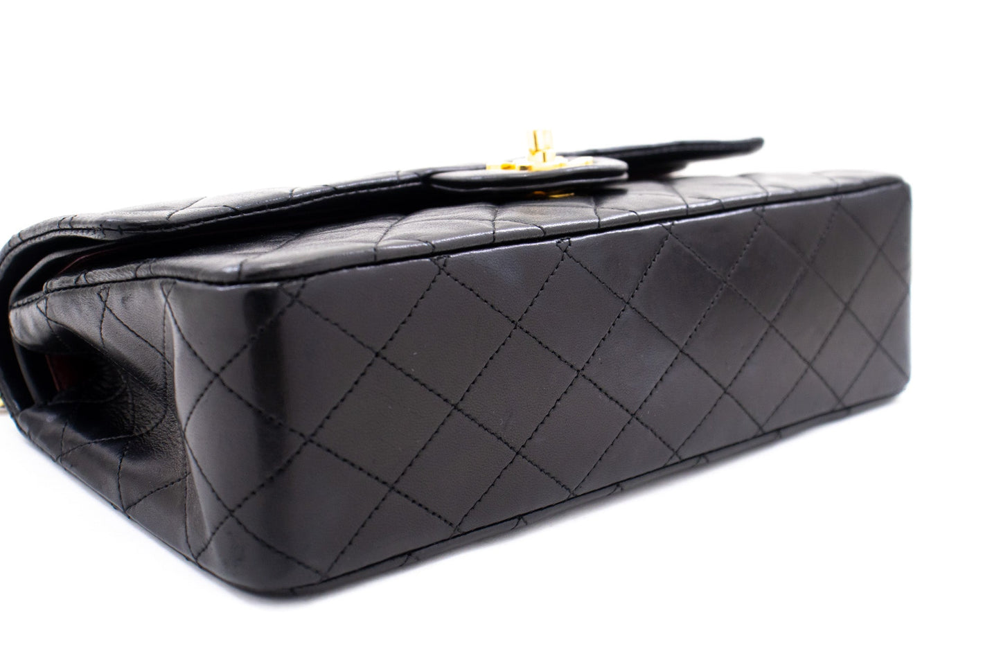CHANEL Classic Double Flap Medium Chain Shoulder Bag Black Lamb k79