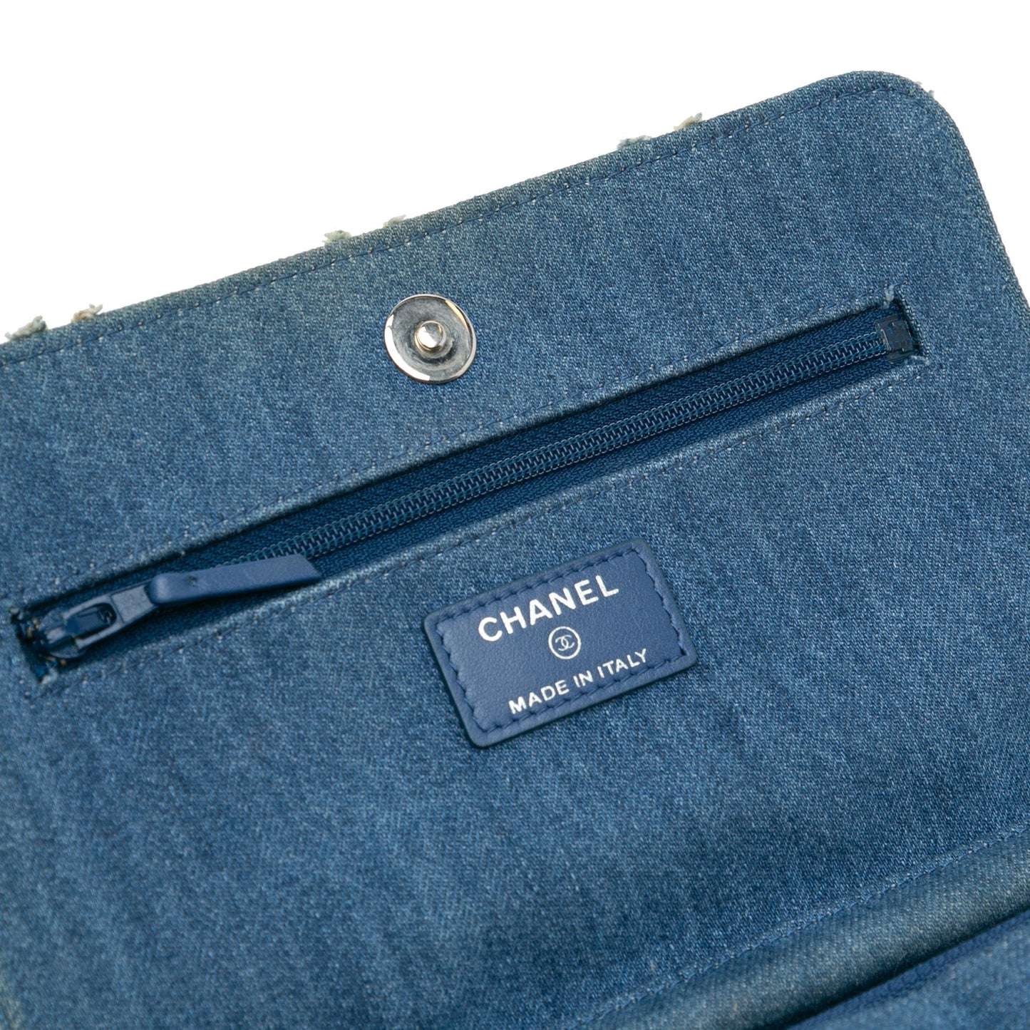 Chanel Sac Frayed Denim Wallet On Chain