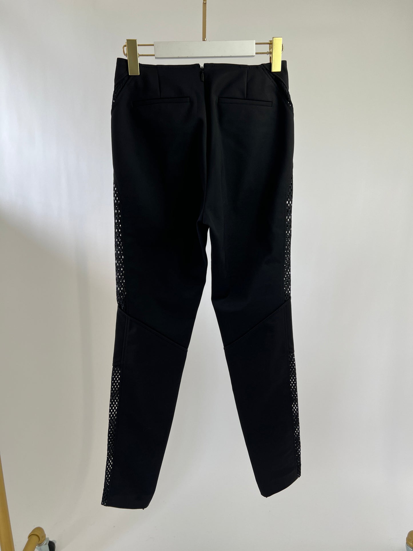 Gucci Black Leggings with Mesh & Ankle Zip Details Size IT 42 (UK 10)