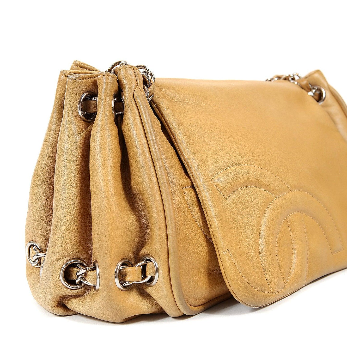 Chanel Beige Leather Accordion Flap Bag