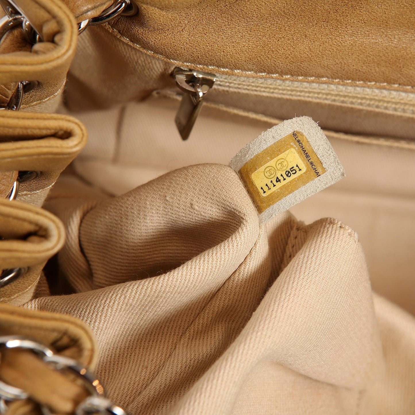 Chanel Beige Leather Accordion Flap Bag