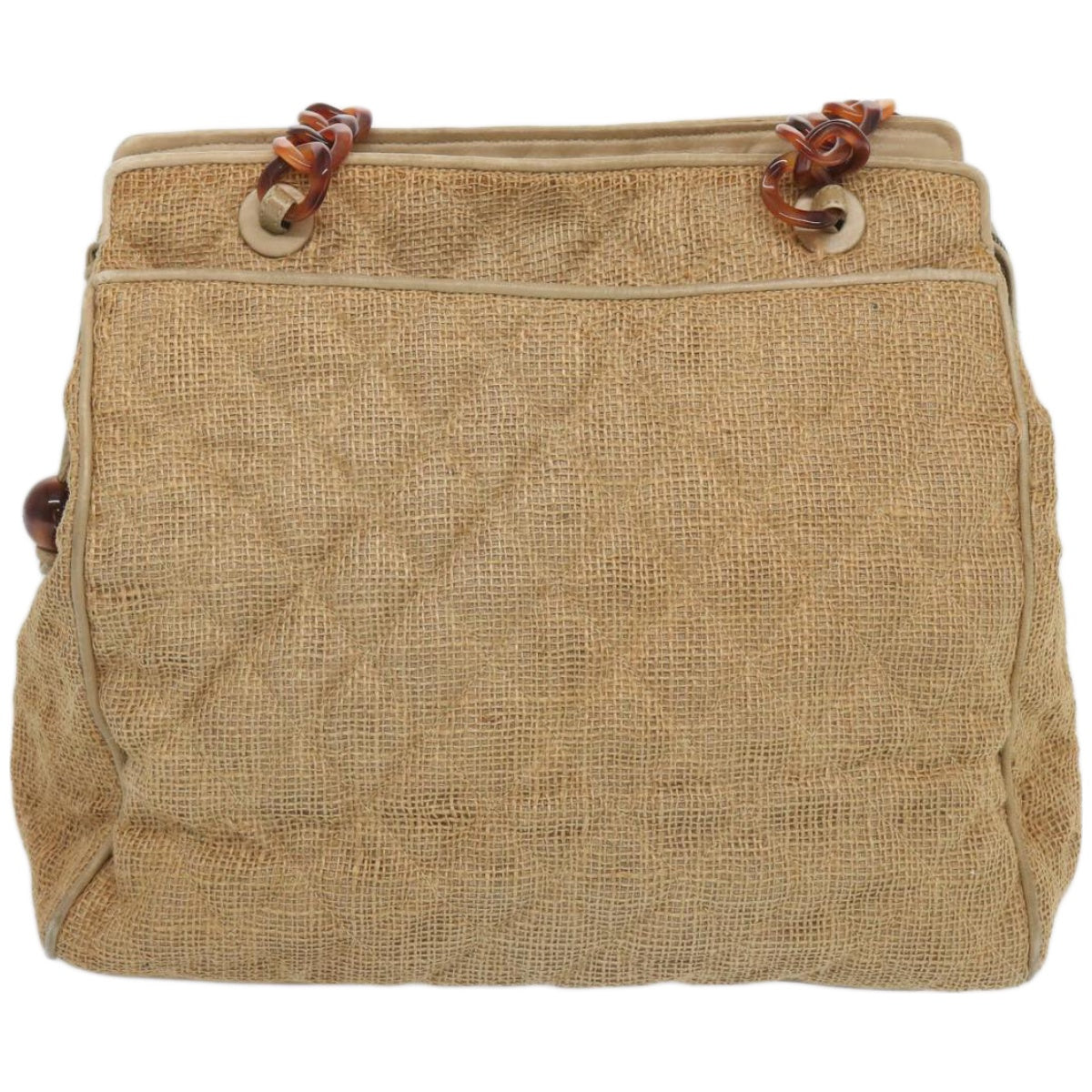 CHANEL Matelasse Tote Bag Straw Brown CC 66963