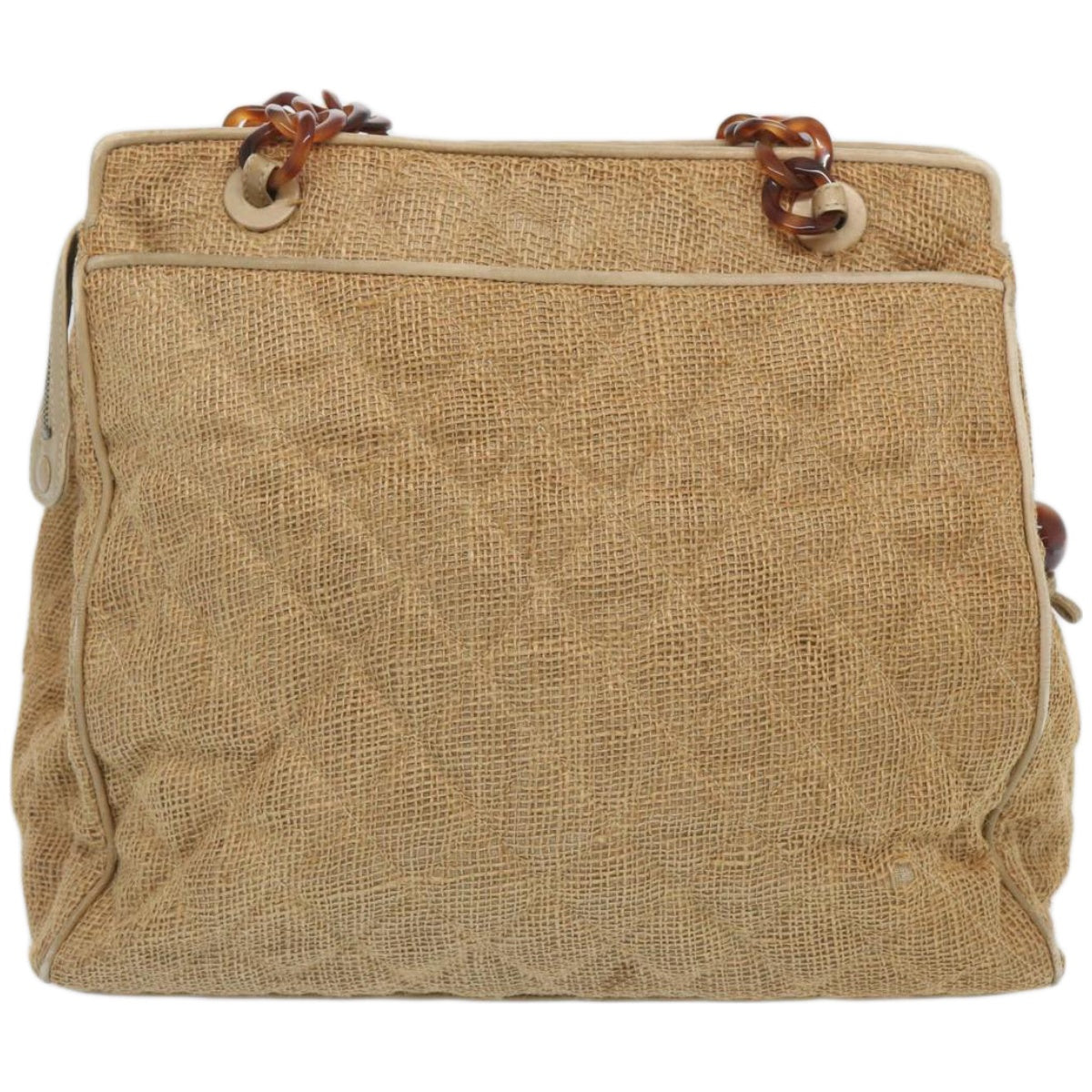 CHANEL Matelasse Tote Bag Straw Brown CC 66963