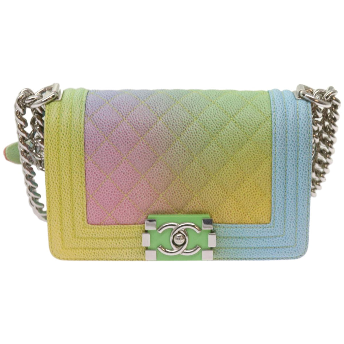 CHANEL Matelasse Boy Chanel Shoulder Bag Caviar Skin Multicolor CC 66965S