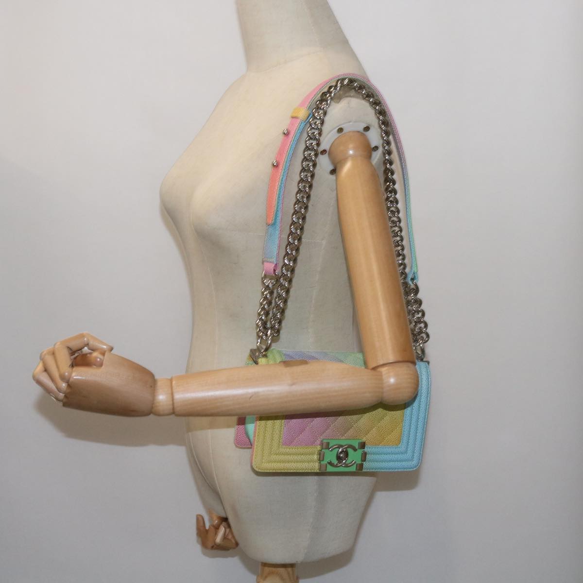 CHANEL Matelasse Boy Chanel Shoulder Bag Caviar Skin Multicolor CC 66965S