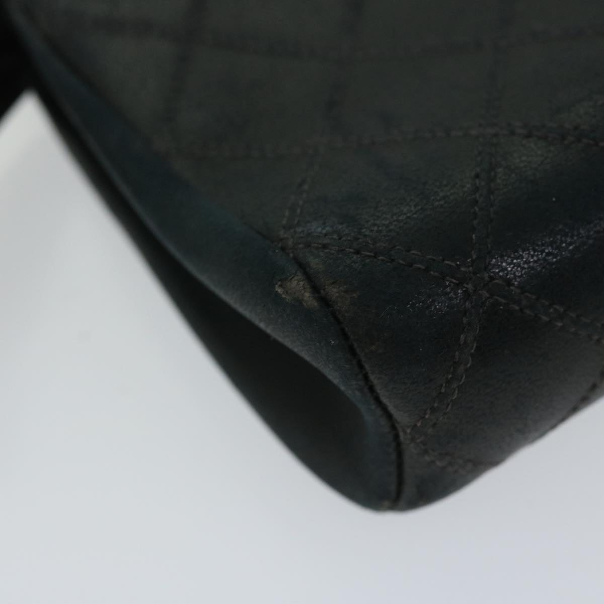 CHANEL Bicolole Pouch Leather Black CC 67139