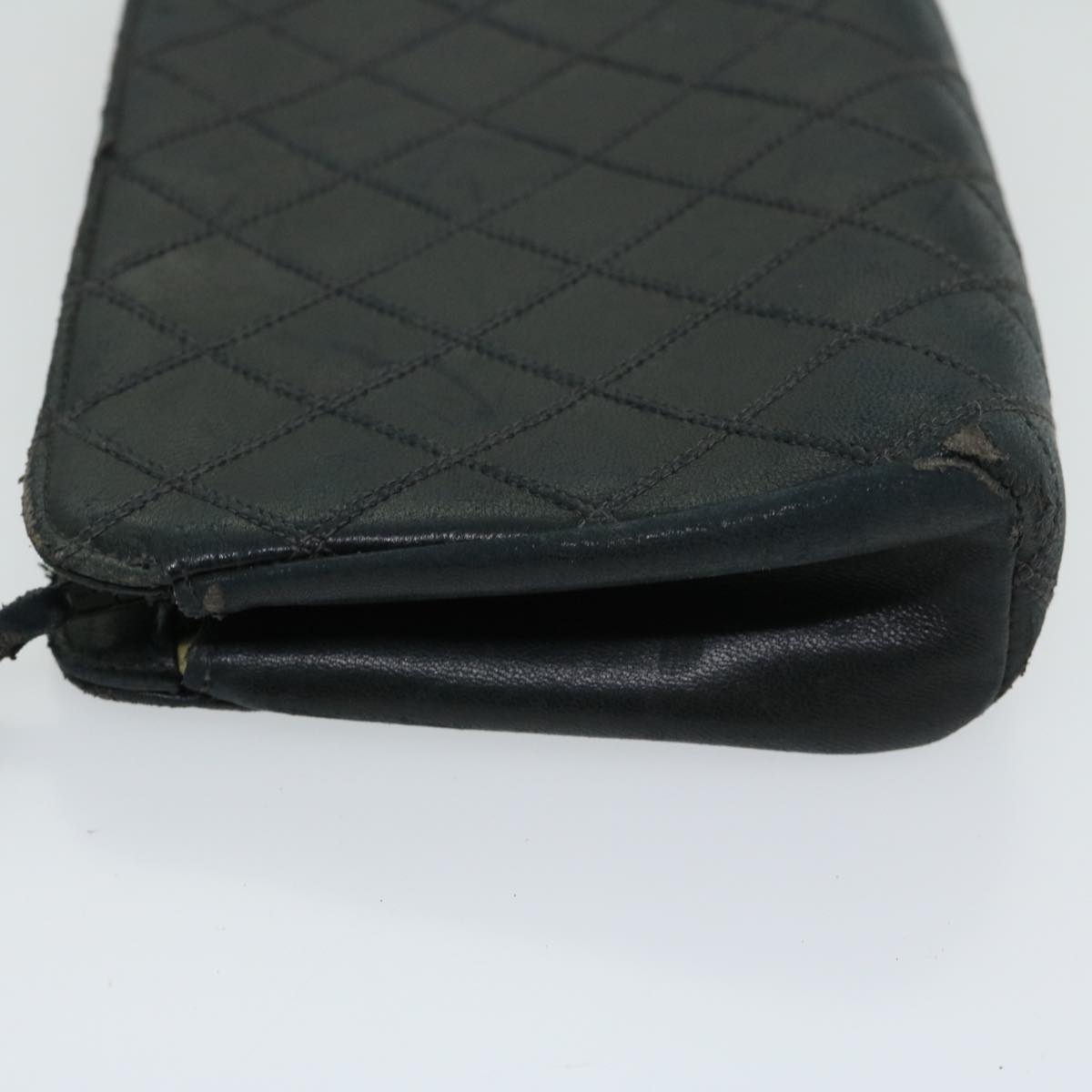 CHANEL Bicolole Pouch Leather Black CC 67139