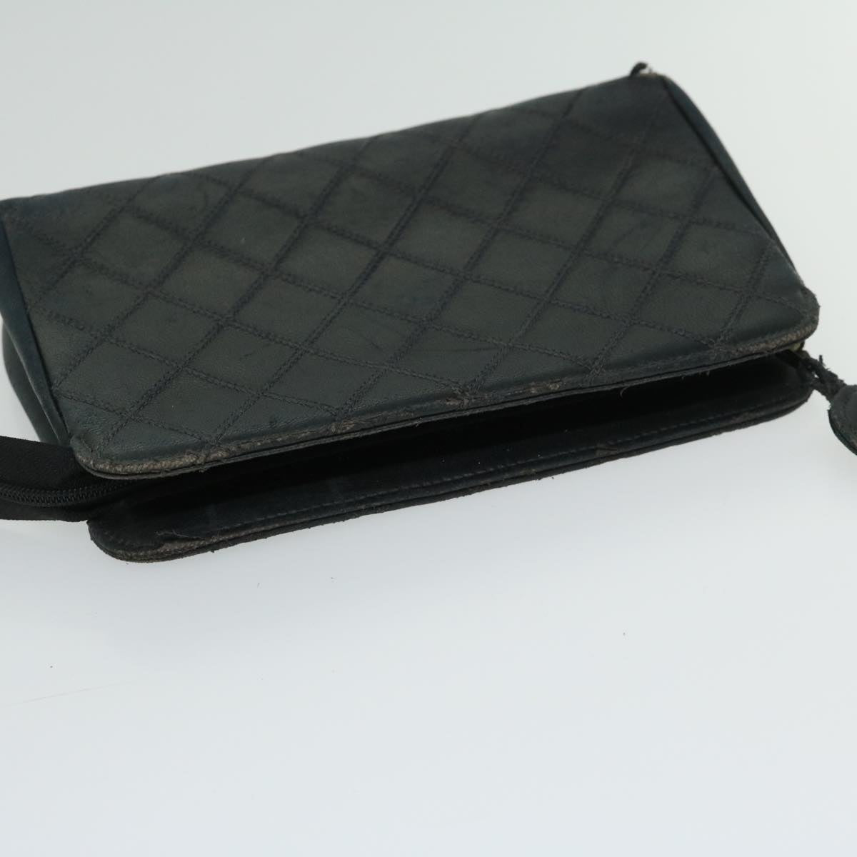 CHANEL Bicolole Pouch Leather Black CC 67139