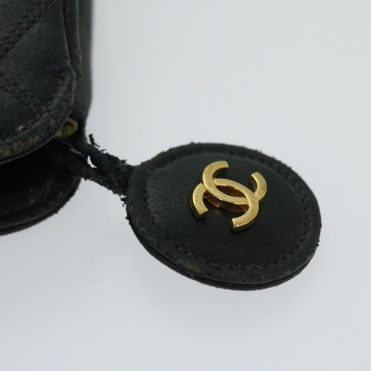 CHANEL Bicolole Pouch Leather Black CC 67139