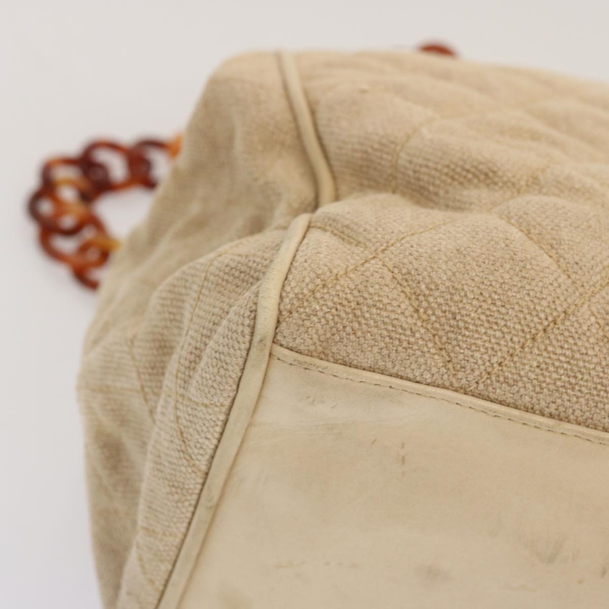 CHANEL Tote Bag Canvas Beige CC 69969