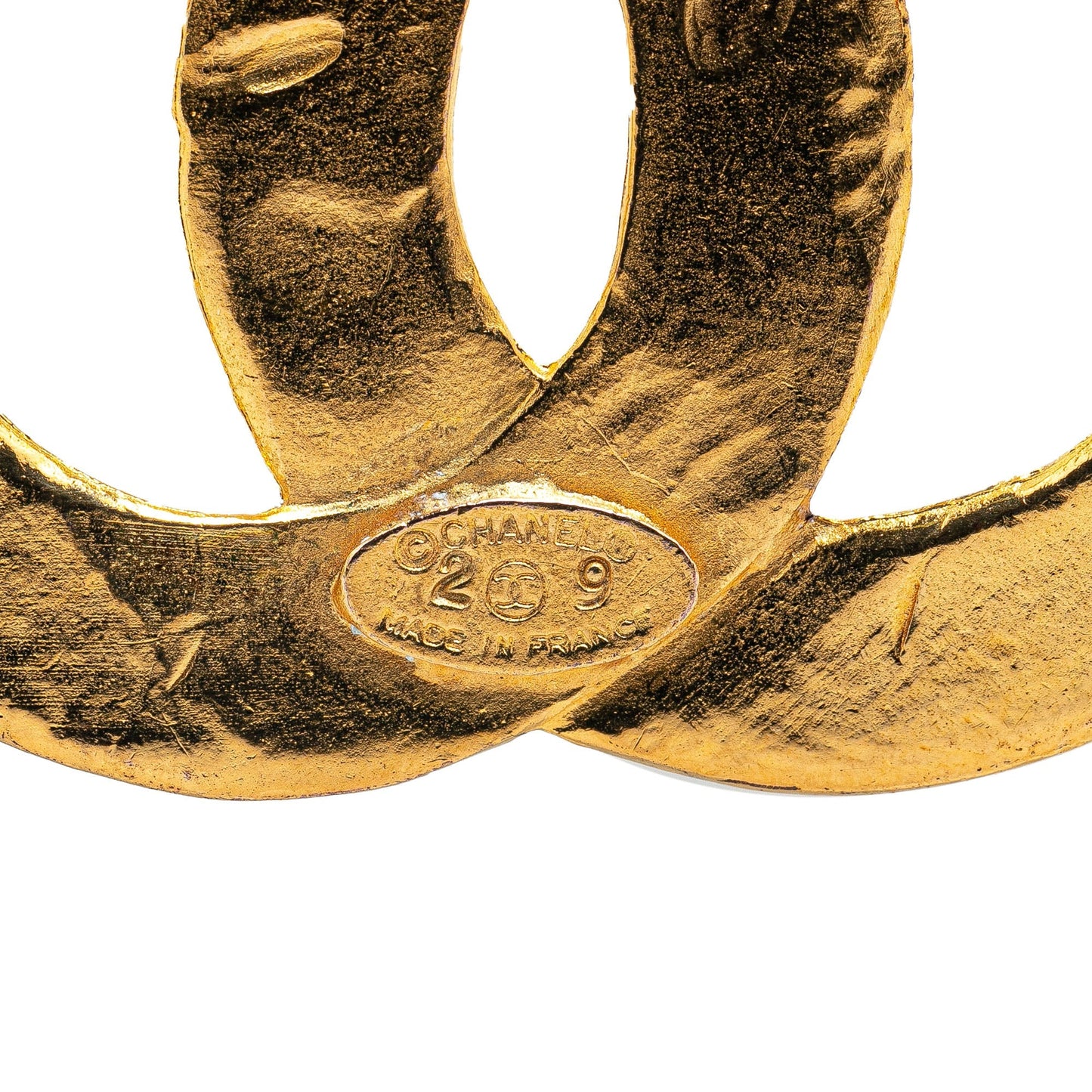 Gold Chanel Gold Plated CC Brooch