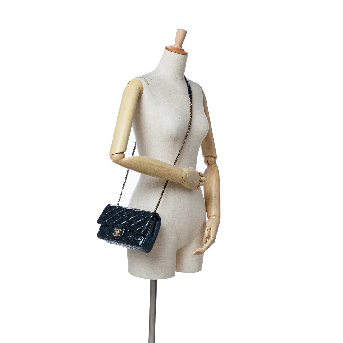 Blue Chanel Paris-Salzburg Small Patent and Goatskin CC Eyelet Flap Crossbody Bag