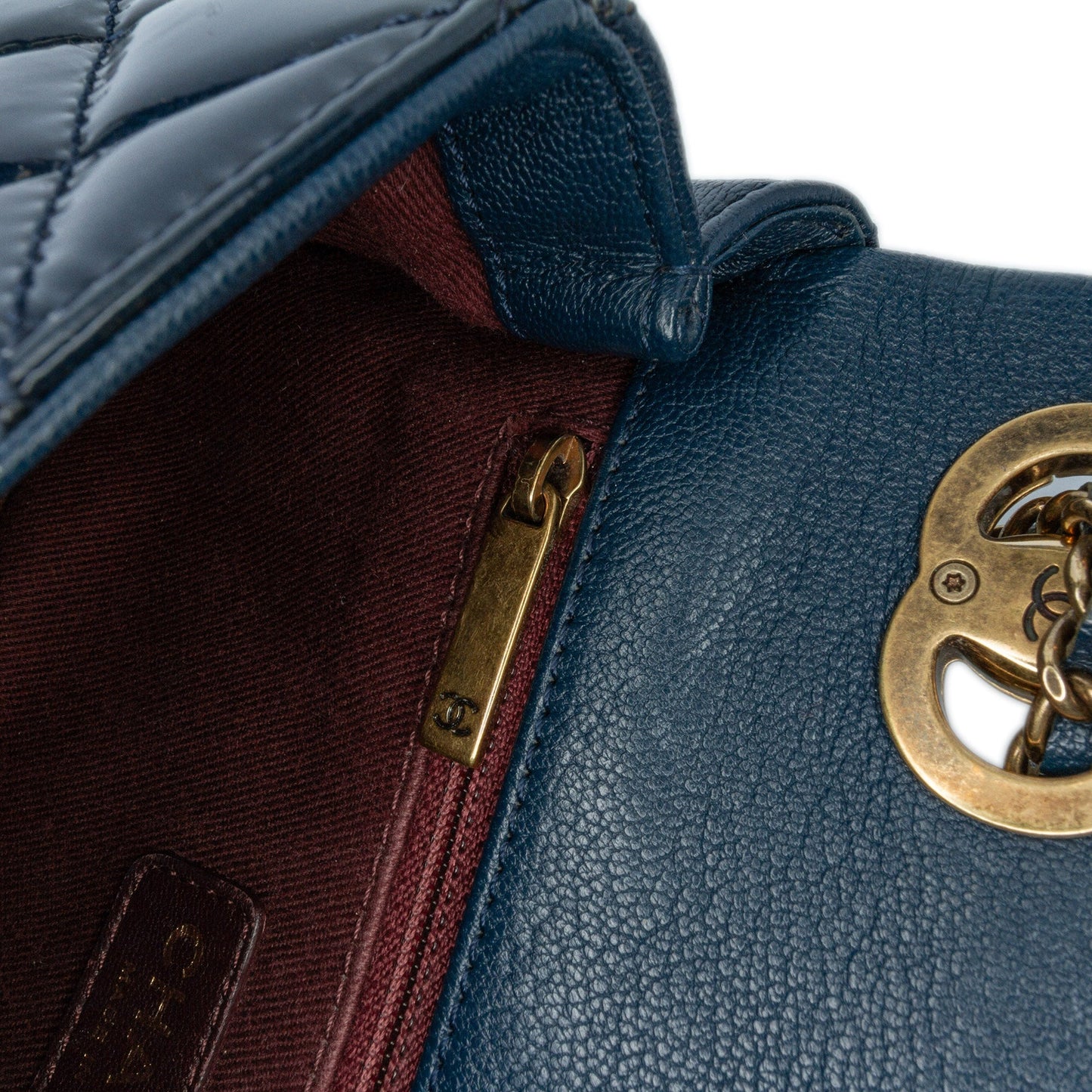 Blue Chanel Paris-Salzburg Small Patent and Goatskin CC Eyelet Flap Crossbody Bag