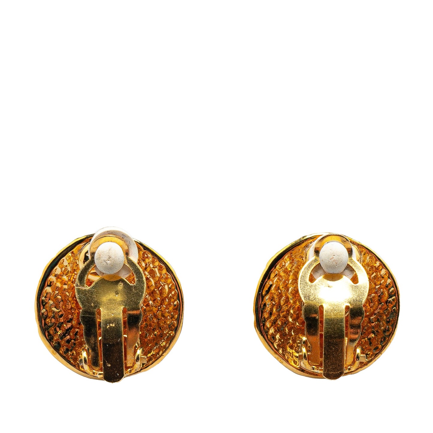 Gold Chanel Gold Plated CC Round Clip on Earrings
