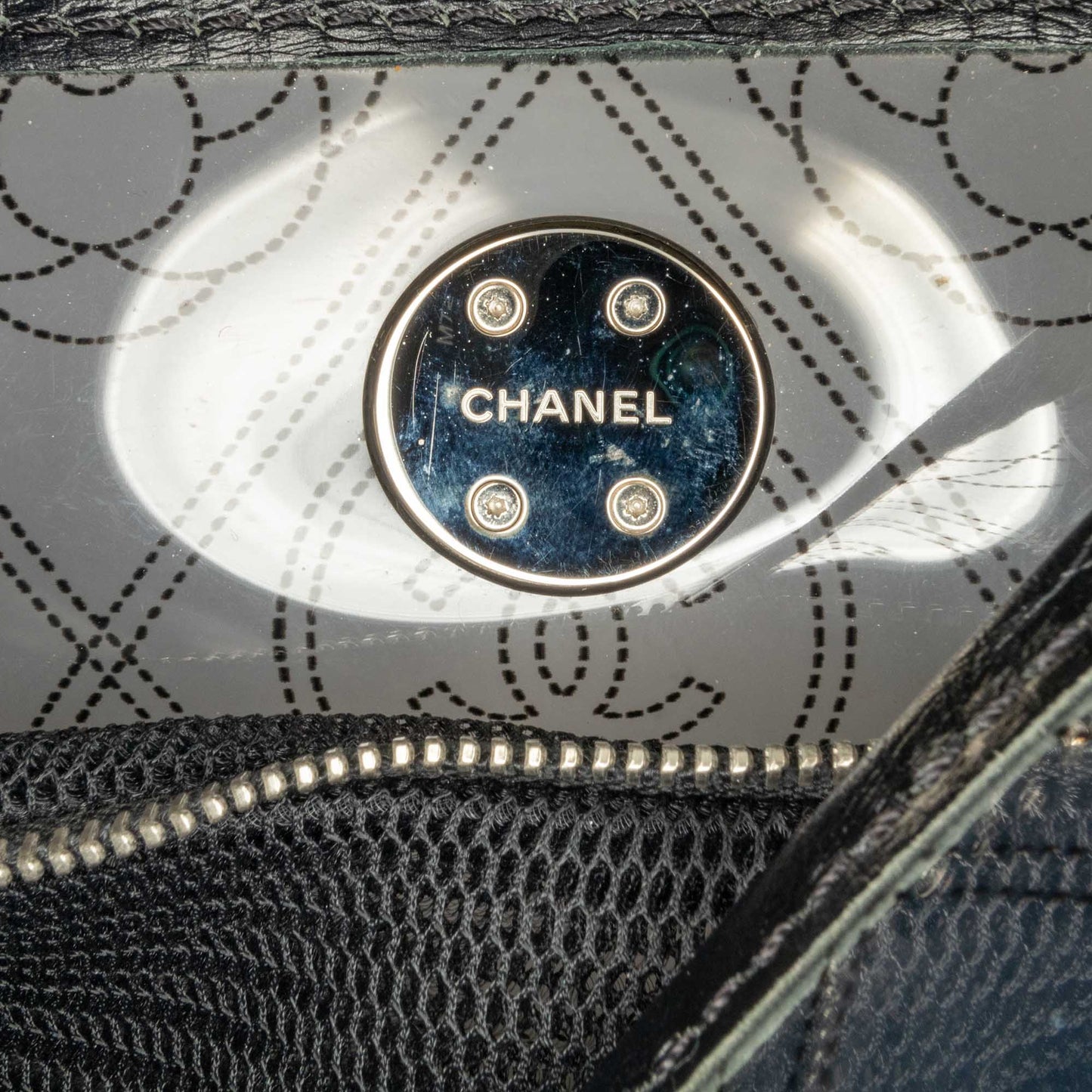 Chanel Sac Crumpled Calfskin PVC Camellia Bucket