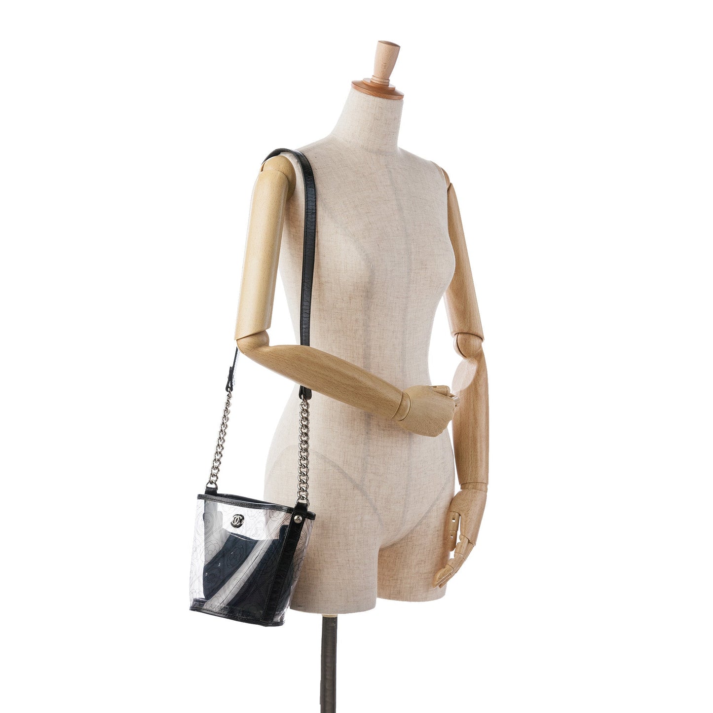 Chanel Sac Crumpled Calfskin PVC Camellia Bucket