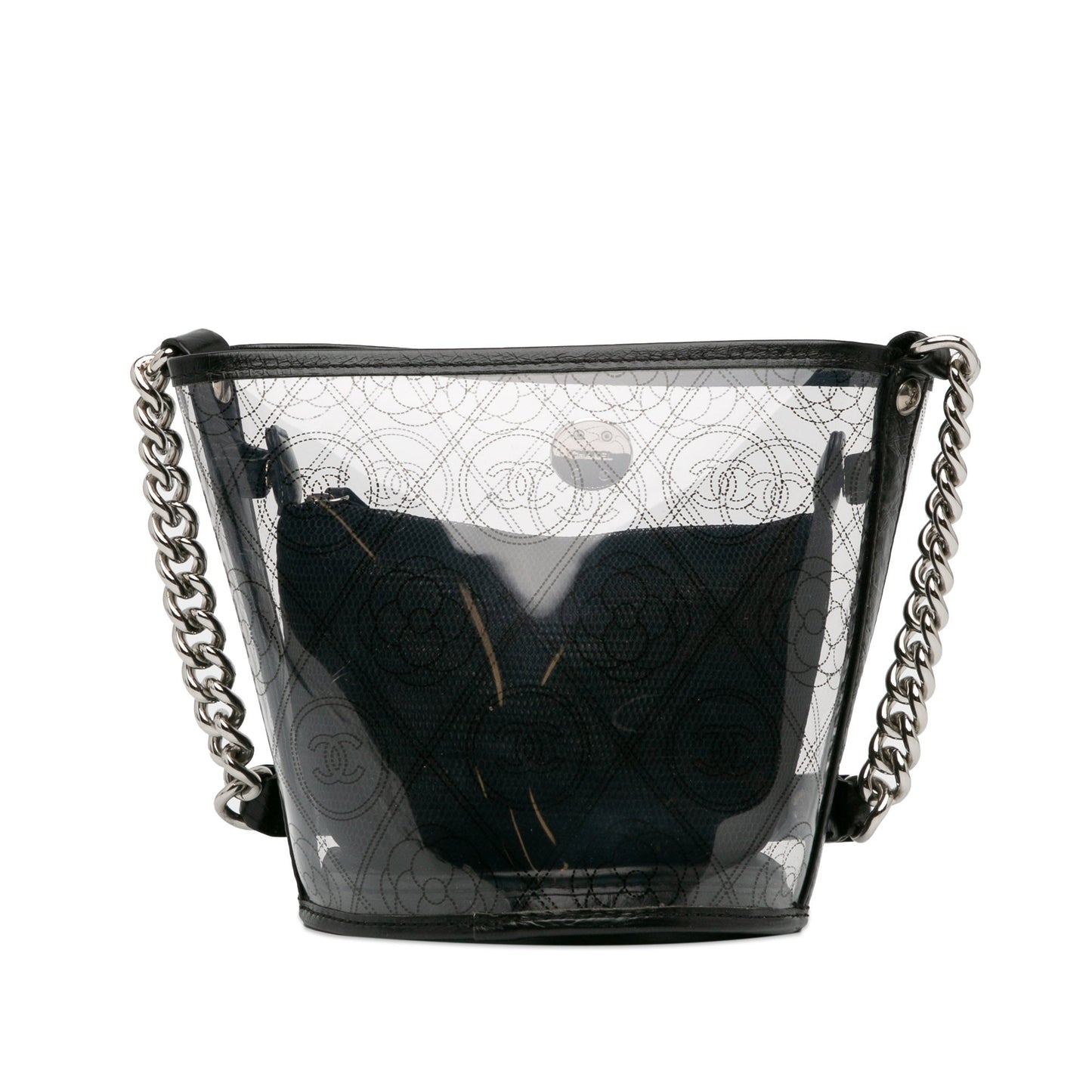 Chanel Sac Crumpled Calfskin PVC Camellia Bucket